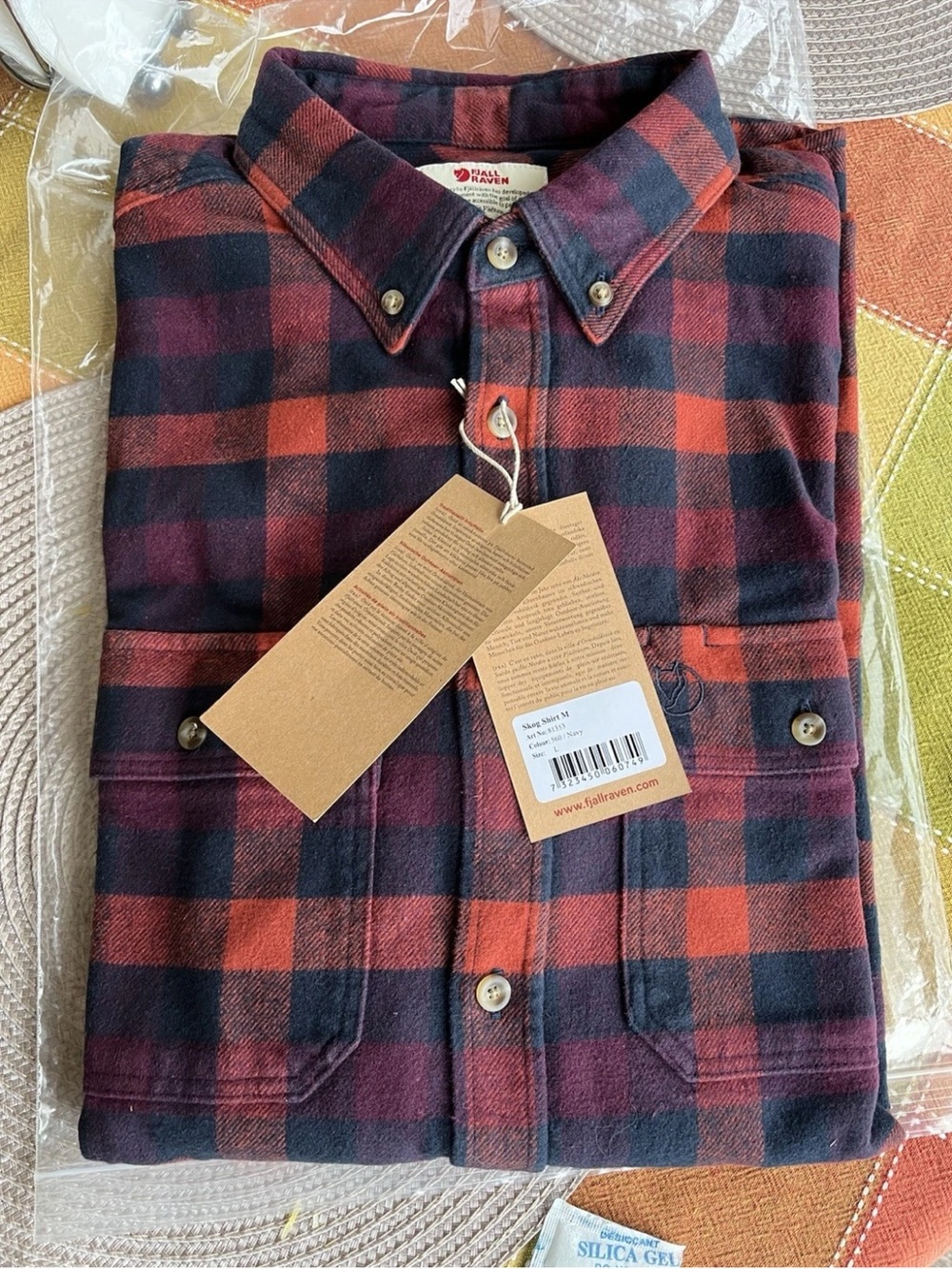 Men's coral Red & Navy Blue Check Shirt in medium weight flannel in a SLIM FIT!